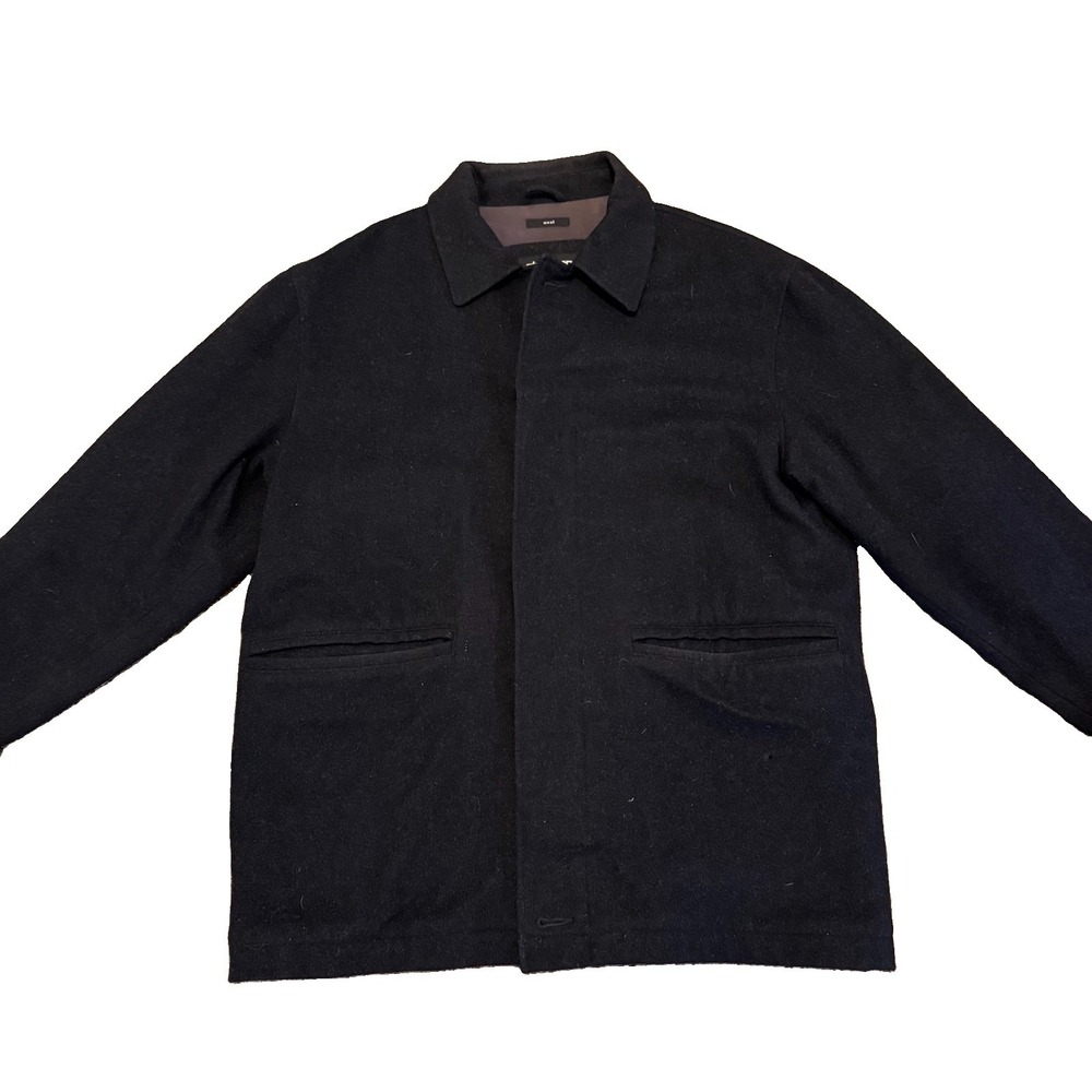 Liz Claiborne Black Wool Button Zippered Front Car Coat Jacket Size XL Pockets